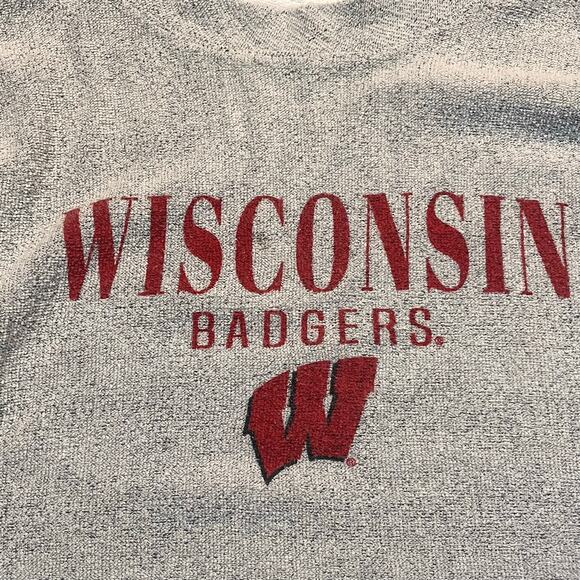 Wisconsin Badgers Women XL Terry Cloth Gray Red Long Sleeve Sweatshirt College - Picture 1 of 7